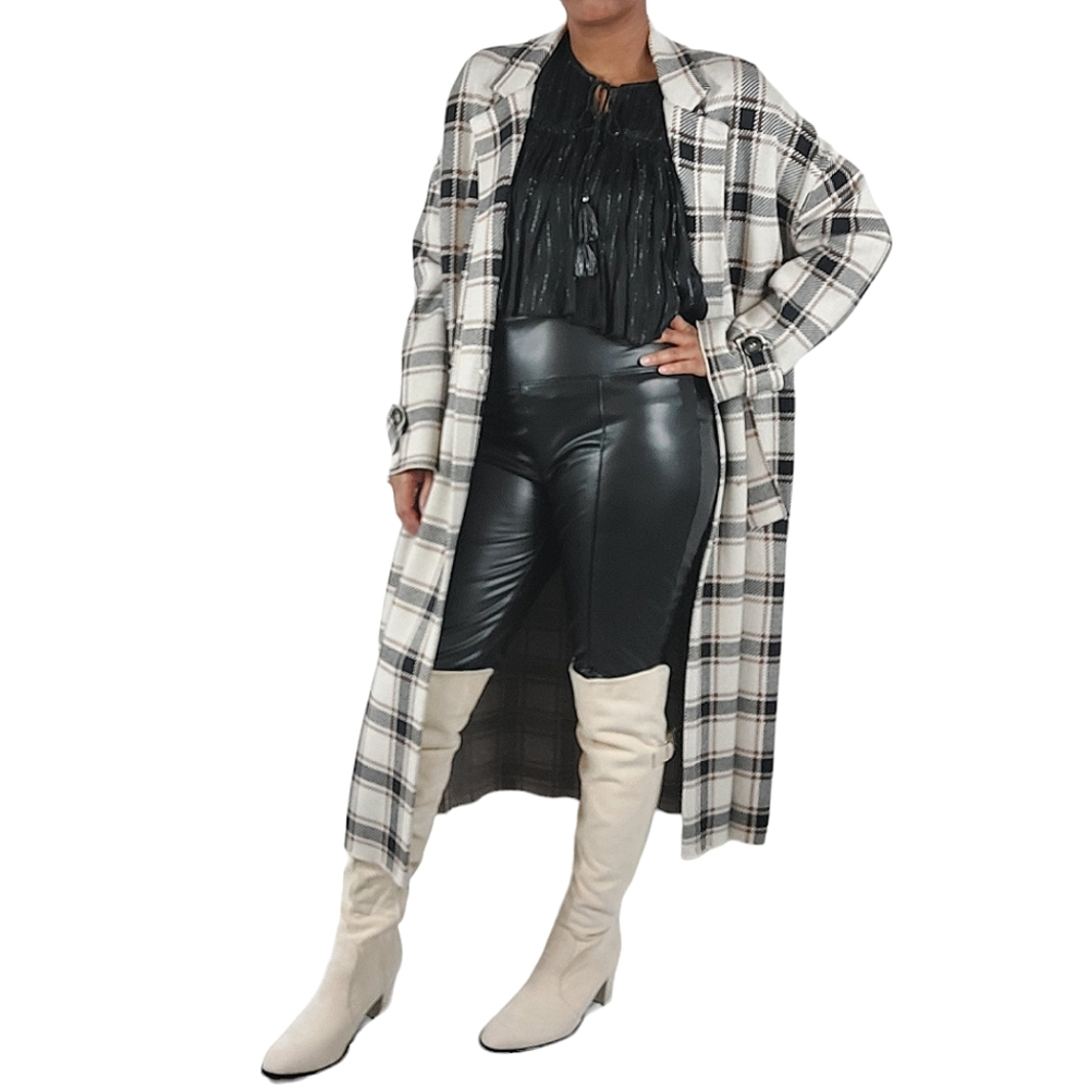 Zara Bloggers Fave Plaid-Houndstooth Double Breast Lightweight Oversized…